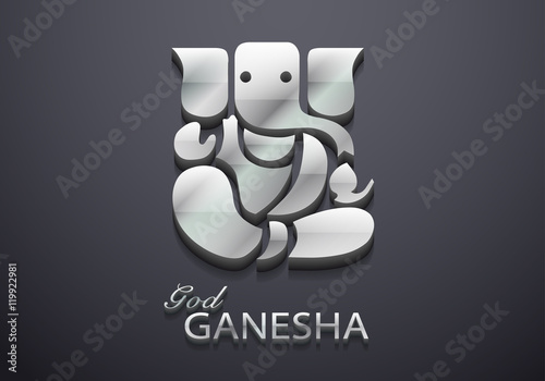3D Shiny Silver God Ganesha Design