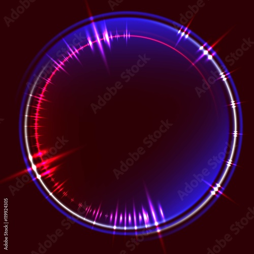 Abstract background with glowing circle frame.