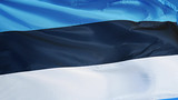 Estonia flag waving against clean blue sky, close up, isolated with clipping path mask alpha channel transparency