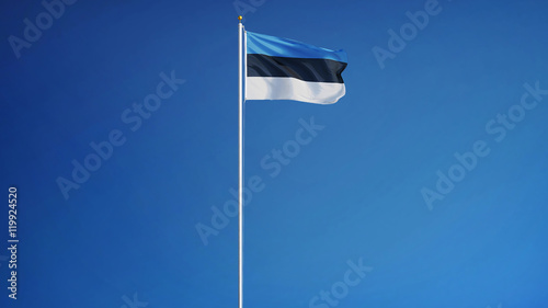 Estonia flag waving against clean blue sky, long shot, isolated with clipping path mask alpha channel transparency