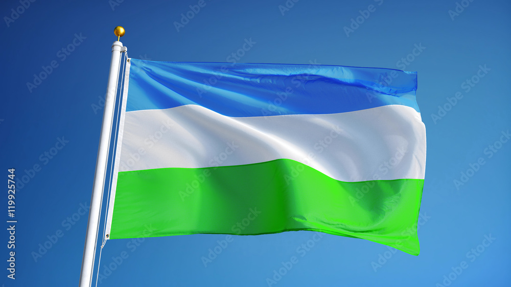 Molossia flag waving against clean blue sky, close up, isolated with clipping path mask alpha channel transparency Molossia flag waving against clean blue sky, close up, isolated with clipping path mask alpha channel transparency