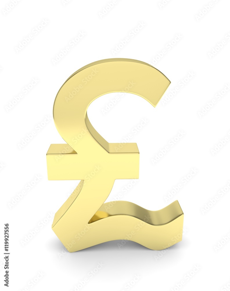 Isolated golden pound sign on white background. British currency. Concept of investment, european market, savings. Power, luxury and wealth. Great Britain, Nothern Ireland. 3D rendering. Isolated golden pound sign on white background. British currency. Concept of investment, european market, savings. Power, luxury and wealth. Great Britain, Nothern Ireland. 3D rendering.