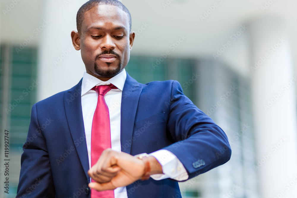 African businessman outdoor in a modern setting
