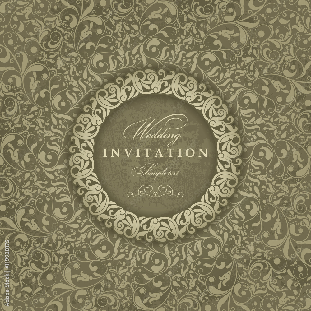 Wedding Invitation cards in an vintage-style green