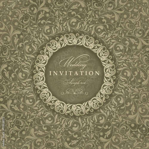 Wedding Invitation cards in an vintage-style green