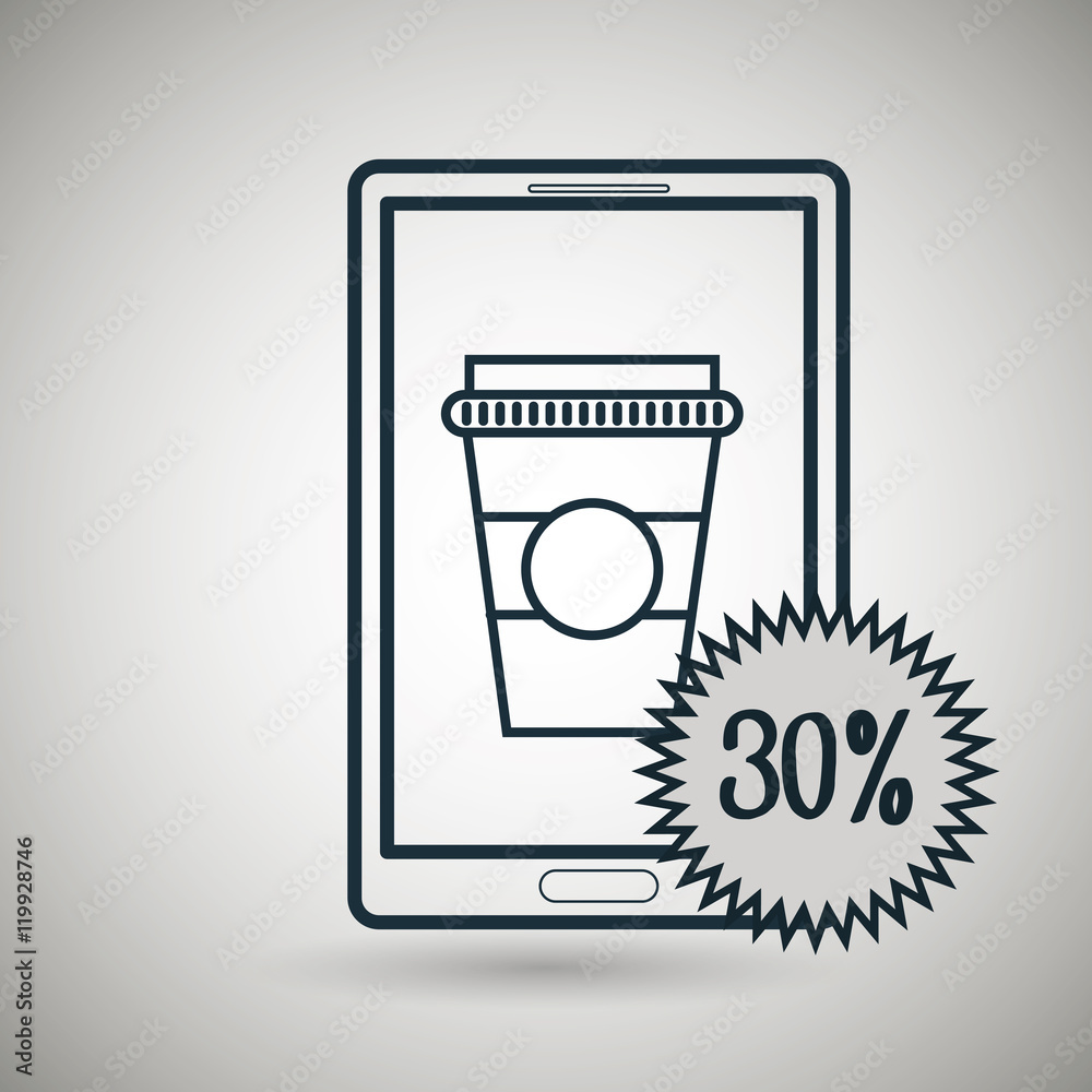 smartphone cup coffee discount vector illustration eps10