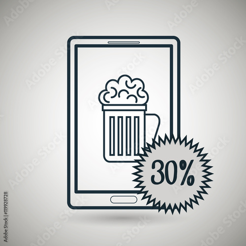 smartphone glass beer discount vector illustration eps10