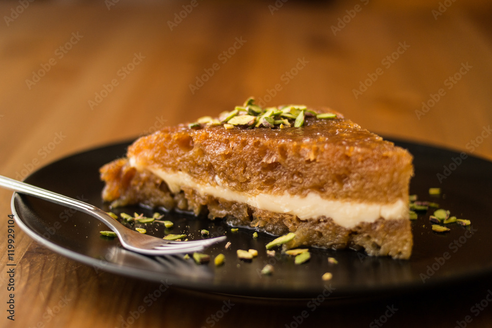 Turkish Traditional Dessert Ekmek Kadayifi / Bread Pudding
