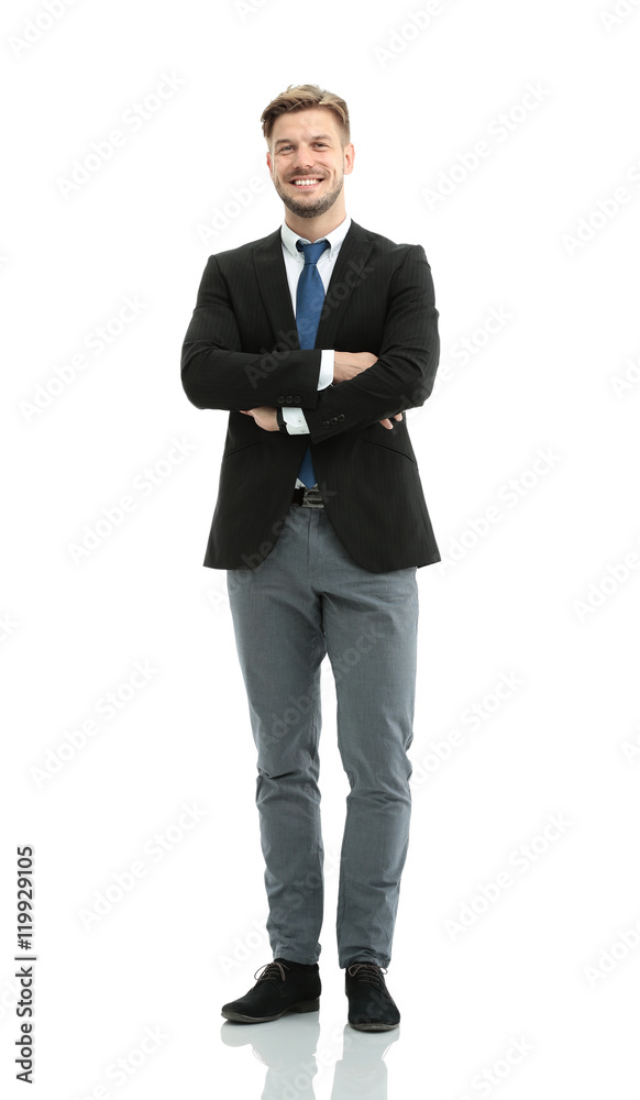 Successful business man on white background