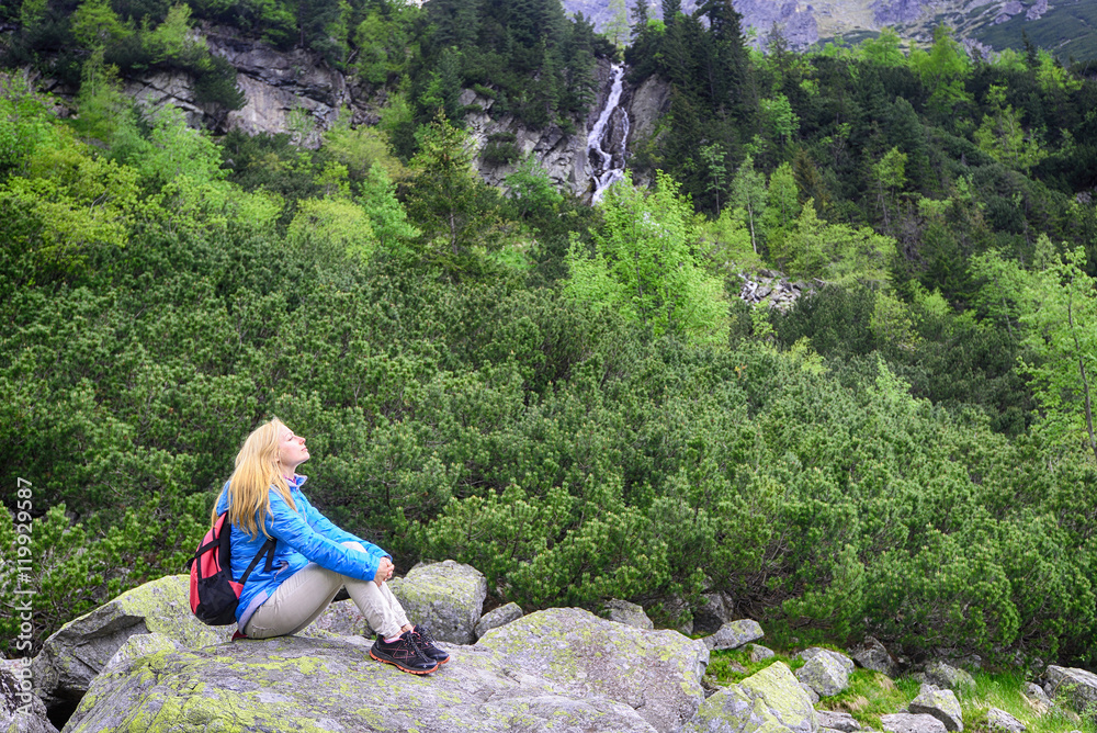 woman in mountains