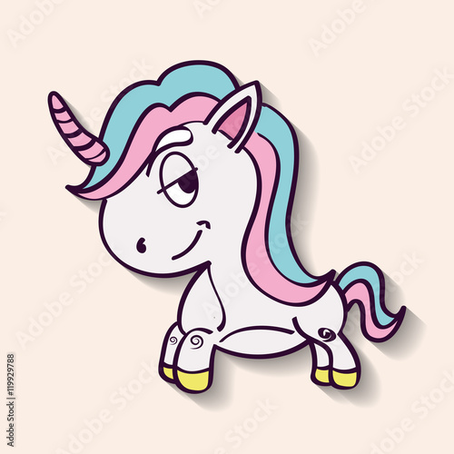 unicorn horse horn cartoon magic fantasy icon. Colorful design. Vector illustration © djvstock