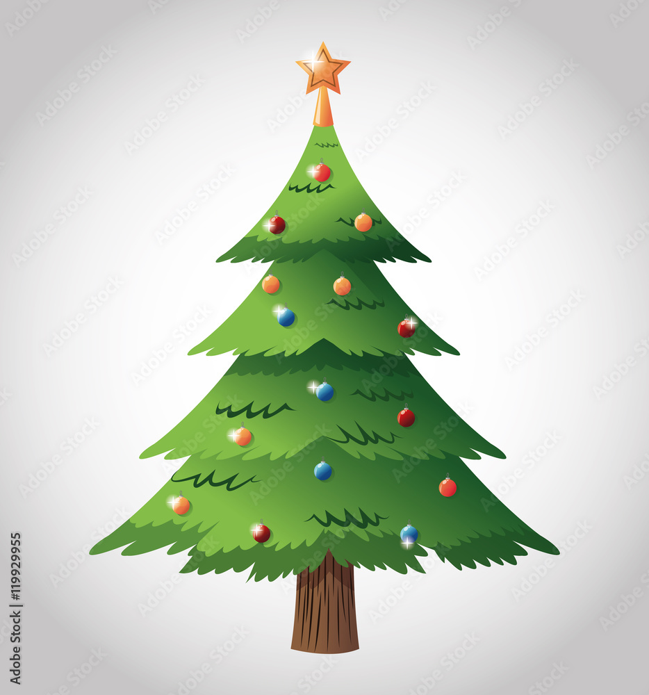 pine tree plant icon. Merry christmas decoration. Isolated design. Vector illustration