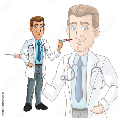 Fototapeta Naklejka Na Ścianę i Meble -  doctor man cartoon with uniform icon. medical and health care theme. Colorful and isolated design. Vector illustration