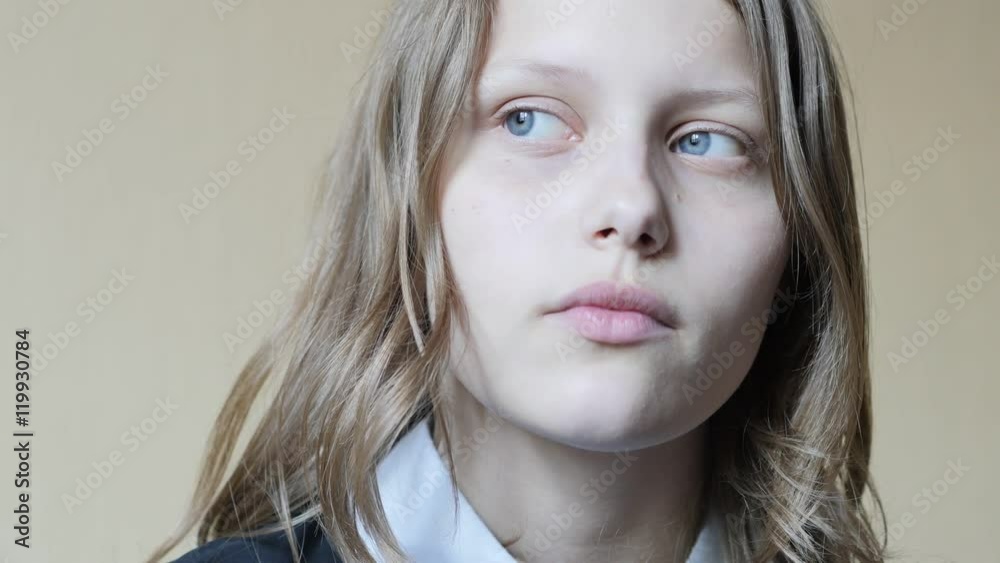 Teen girl having fun with funny faces, 4K UHD.