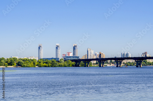 View of Kiev, Ukraine.Banks of the Dnieper river and town. © corvalola