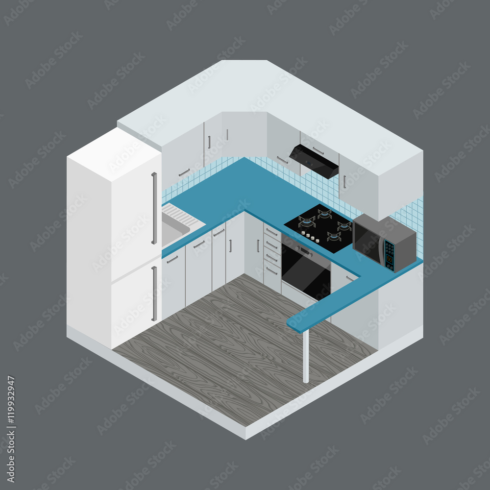 isometric modern kitchen isometric modern kitchen