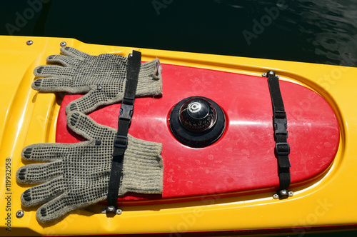 Marine compass and gloves