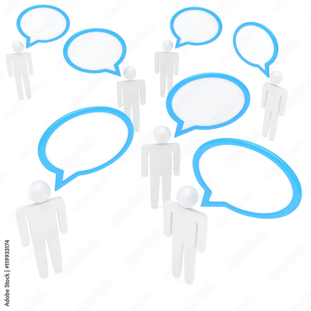 people with talk bubbles isolated over a white background. 3d rendering. people with talk bubbles isolated over a white background. 3d rendering.