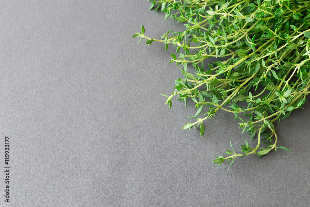 Bunch of green fresh organic thyme. Background Bunch of green fresh organic thyme. Background