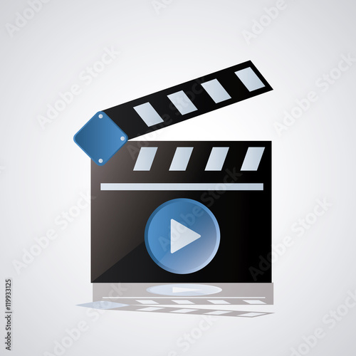 clapboard on. Video movie cinema and media theme. Colorful design. Vector illustration