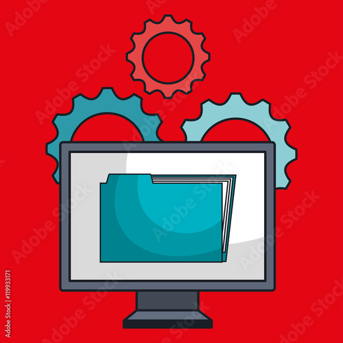 screen pc gears server vector illustration eps10