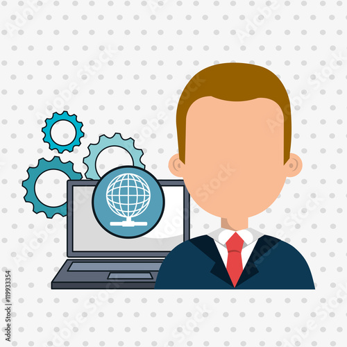 man laptop gears vector illustration eps10 eps 10