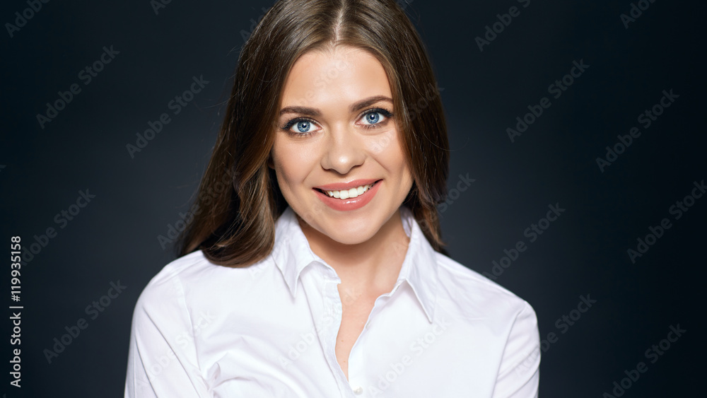 Beautiful smiling face of young business woman. Beautiful smiling face of young business woman.