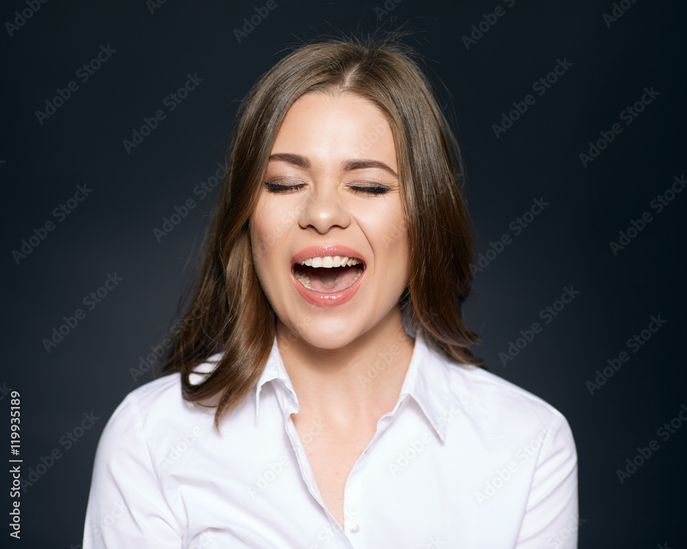 Face look in awkward situation of young woman.