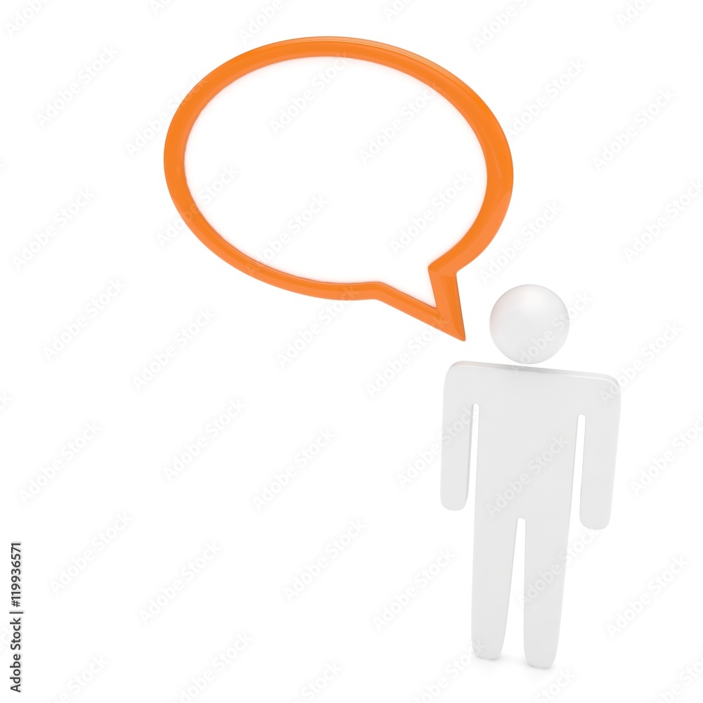 3d man with talk bubbles isolated over a white . 3d rendering. 3d man with talk bubbles isolated over a white . 3d rendering.