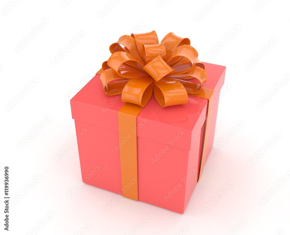 gift box with bows isolated on white. 3d rendering. gift box with bows isolated on white. 3d rendering.