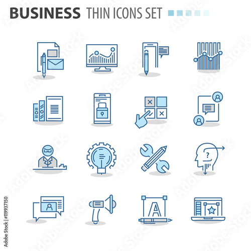 Modern thin line icons set for business