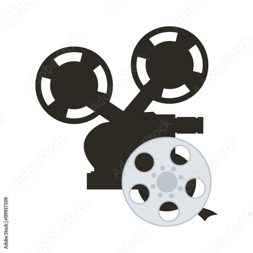 videocamera film reel cinema movie entertainment show icon. Flat and Isolated design. Vector illustration