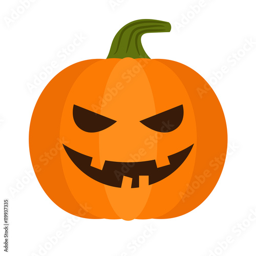 Cartoon halloween pumpkin. Vector pumpkin with sinister smiling face isolated on white background