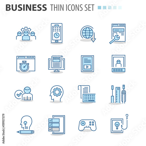 Modern thin line icons set for business