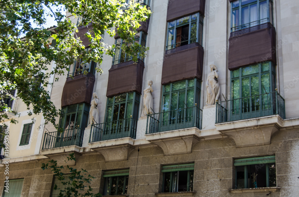 Naklejka premium PALMA DE MALLORCA CAPITAL BALEARES DETALLES CIUDAD