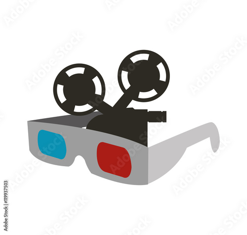 3d glasses film videocamera cinema movie entertainment show icon. Flat and Isolated design. Vector illustration