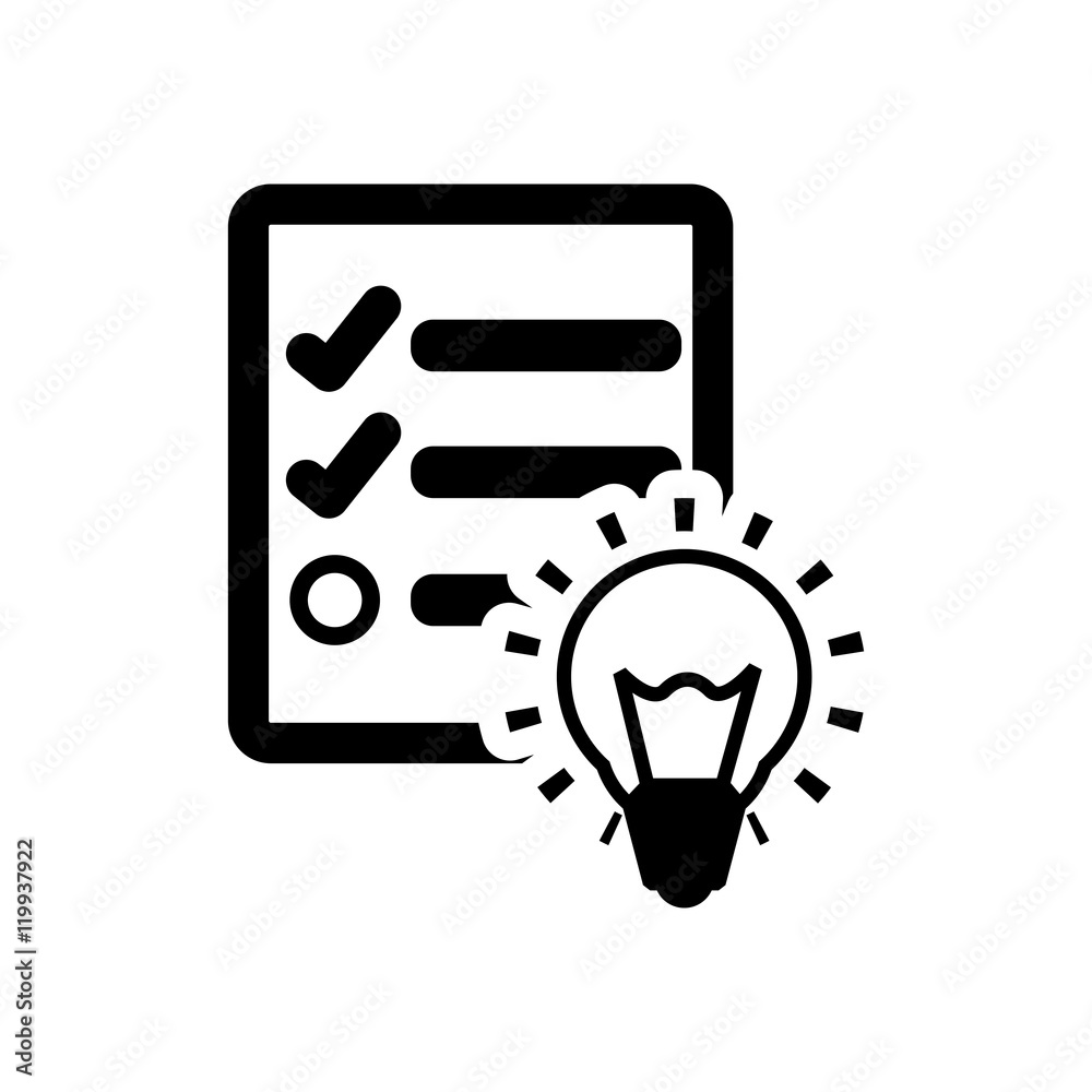 checklist bulb business financial item icon. Flat and Isolated design. Vector illustration checklist bulb business financial item icon. Flat and Isolated design. Vector illustration