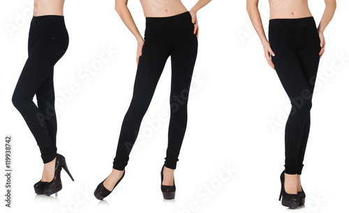 Black leggings in beauty fashion concept isolated on white