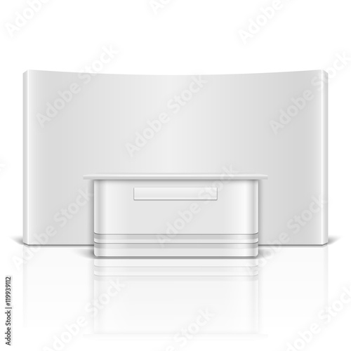 Blank vector exhibition, retail stand counter isolated on white