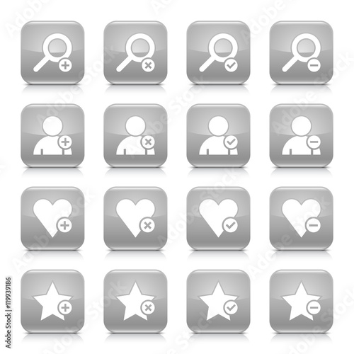 Gray additional sign square icon web button