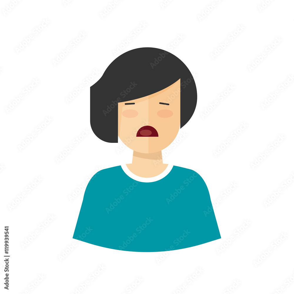 Unhappy woman crying vector illustration isolated on white background, flat cartoon upset girl with sad emotion face Unhappy woman crying vector illustration isolated on white background, flat cartoon upset girl with sad emotion face