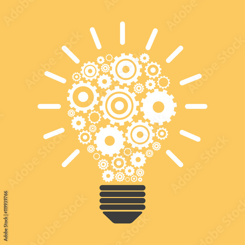 Light bulb and gears.