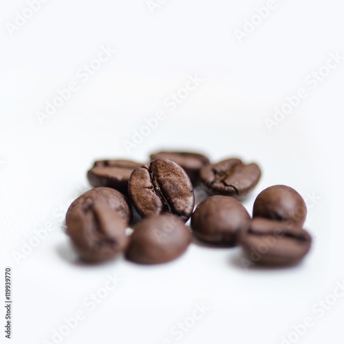 coffee grains on white background