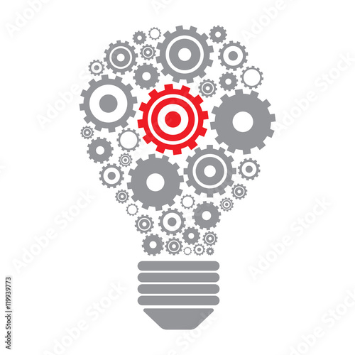 Light bulb and gears.