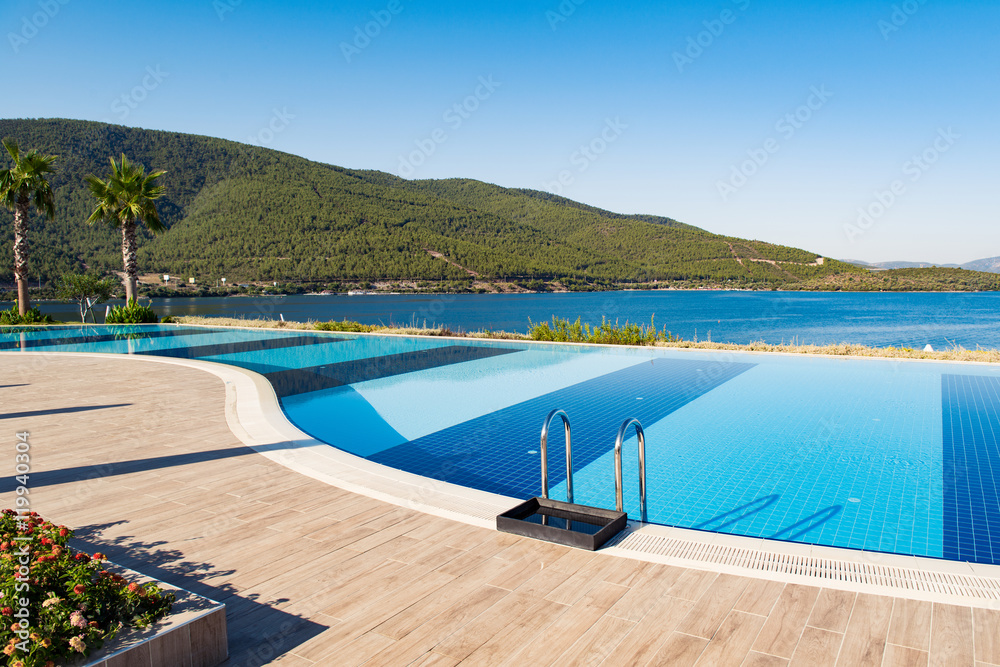 Swimming pool on bright summer day