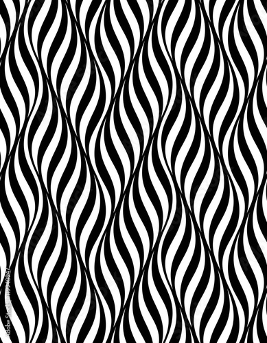 Vector seamless texture. Modern geometric background. Monochrome pattern with wavy lines, arranged with an offset.