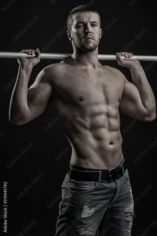 Muscular man with crossbar Muscular man with crossbar