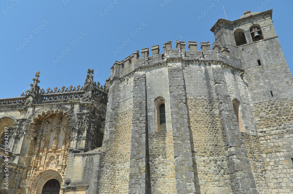 Convent of Christ (Convento de Cristo) in Tomar, Portugal. Landmark, tourist attraction and a vivid example of Manueline Art