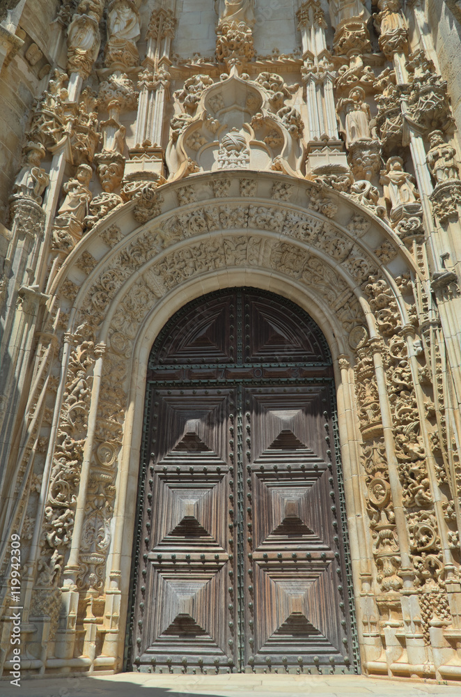 Manueline gate of the Convent of Christ in the Castle of Tomar, Portugal