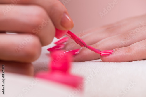 Hand manicure treatment in health concept